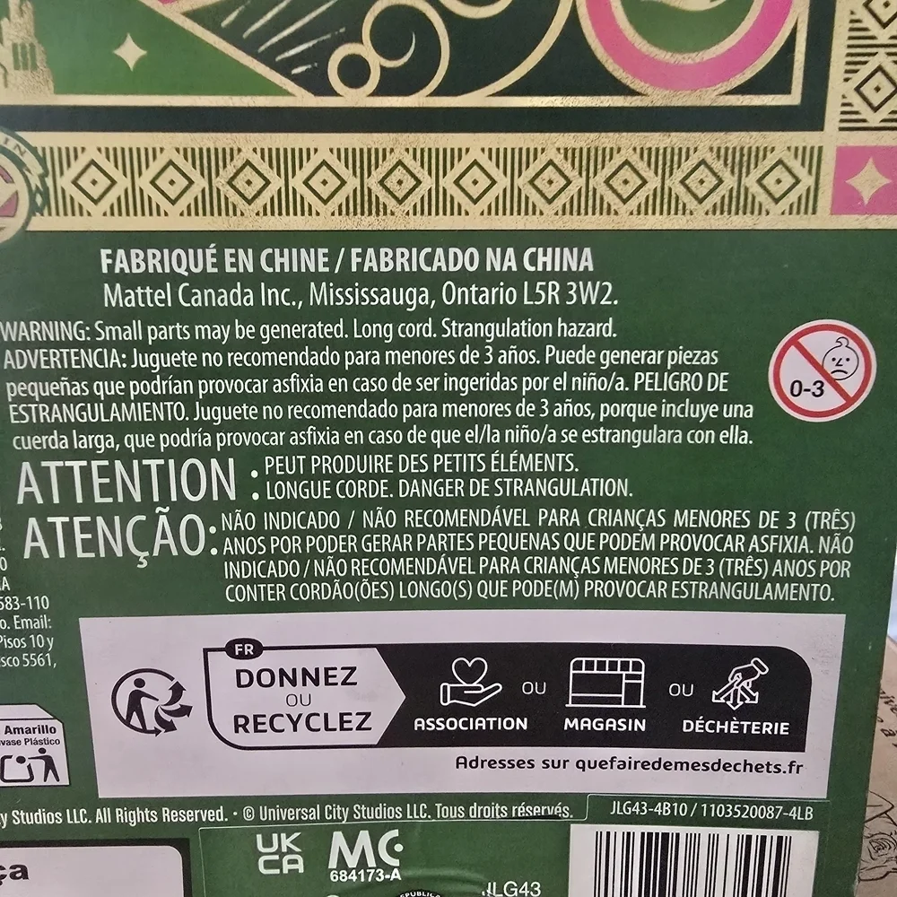 Mattel Wicked Elphaba Doll-URL BOX ERROR MISPRINT